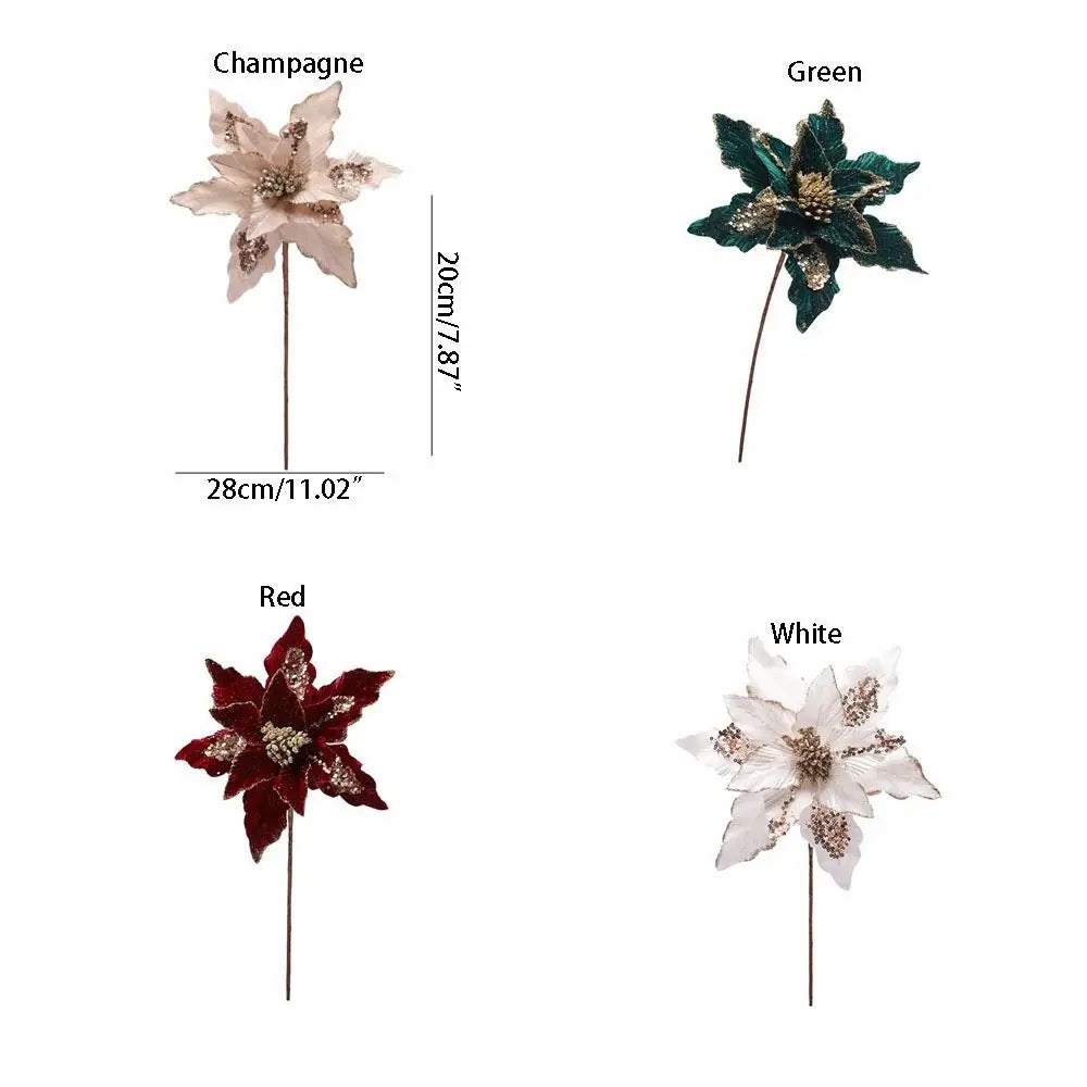 Fiore di Natale artificiale unico e bellissimo, con glitter da appendere, 4 colori