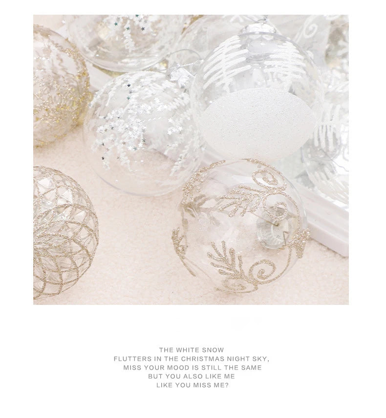 Juego de bolas navideñas para fiestas irrompibles transparentes de 8 cm.