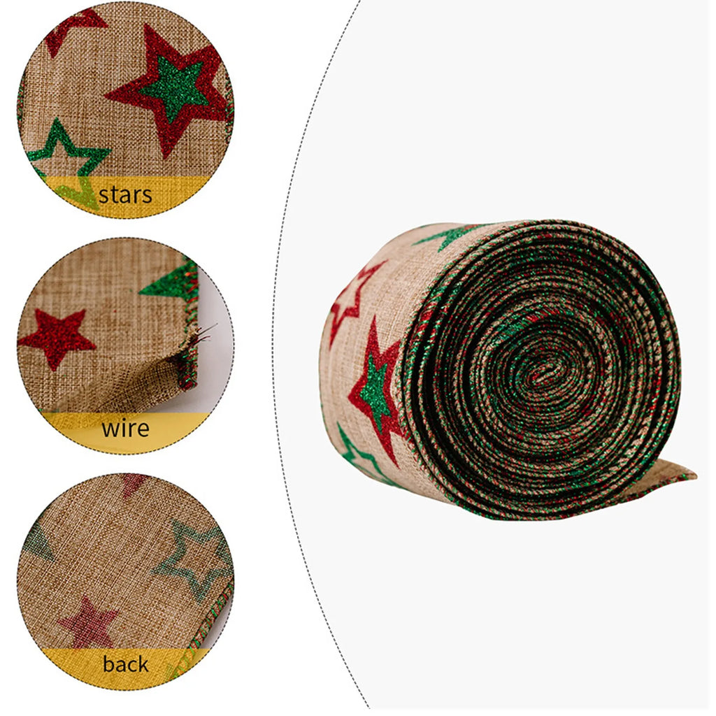 Christmas Fabric Ribbon Burlap Wreat Gift.