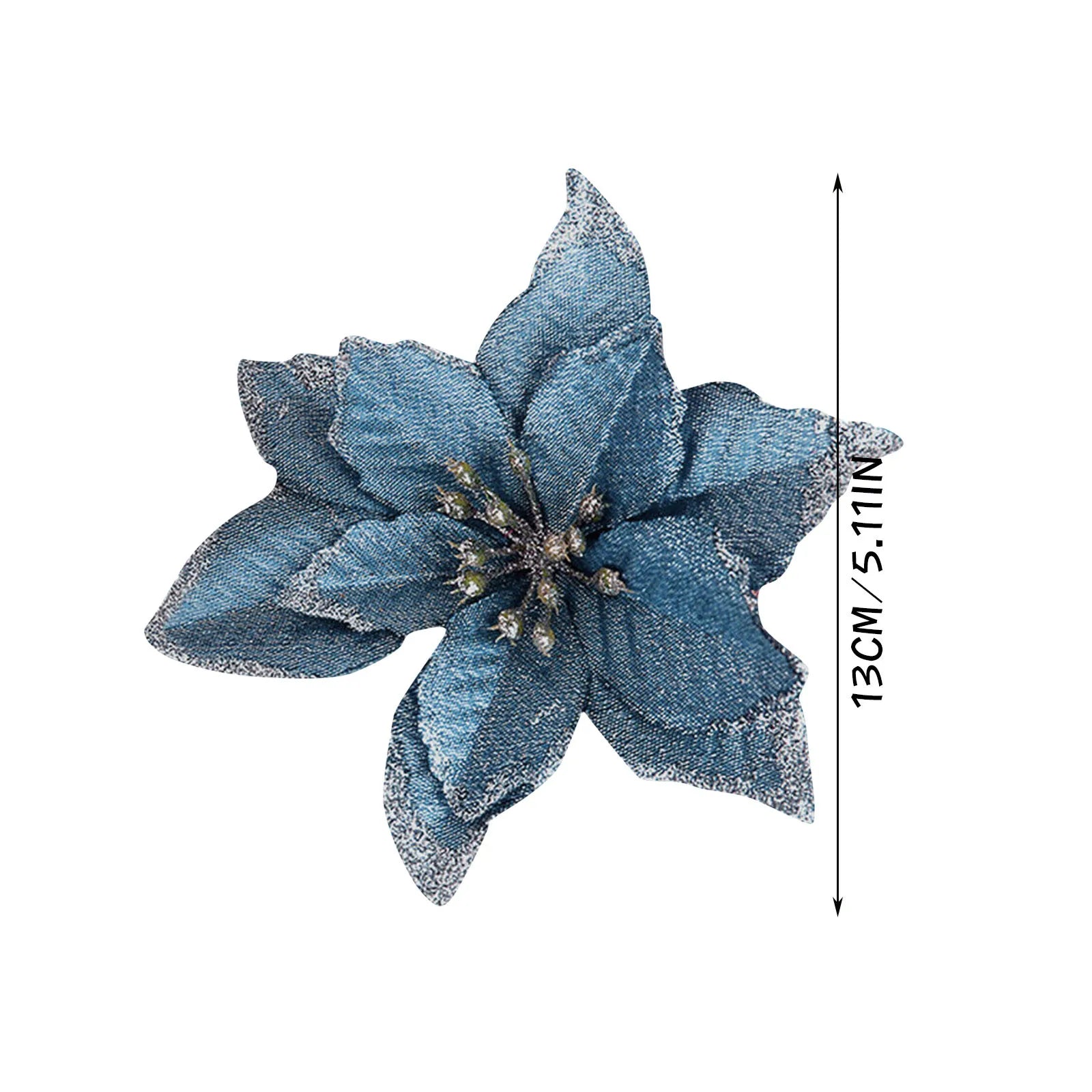 12 adornos artificiales de flores navideñas con purpurina