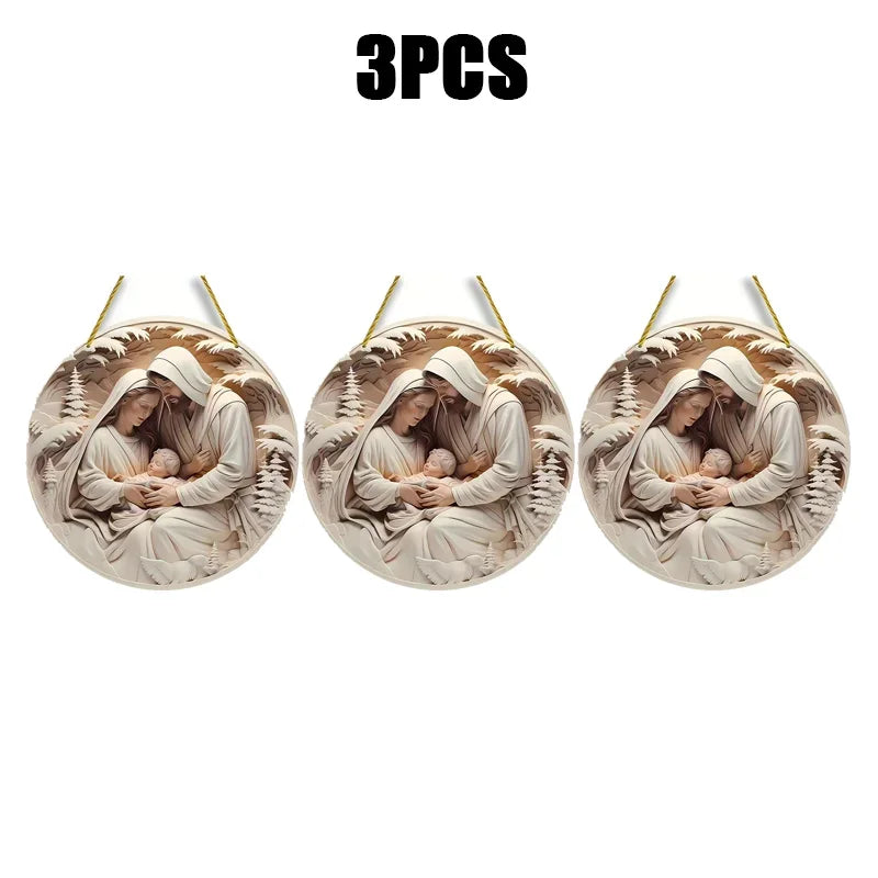 Adorno navideño 3D de Cristo Jesús para el árbol de Navidad