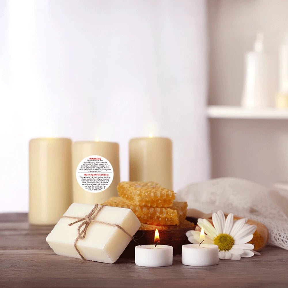 Etichette per contenitori di candele, adesivi di sicurezza per la fusione della cera