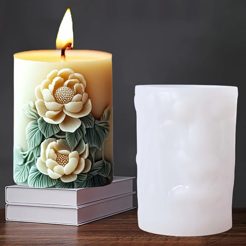 Stampo in silicone per candele cilindriche in gesso a forma di fiore di lavanda