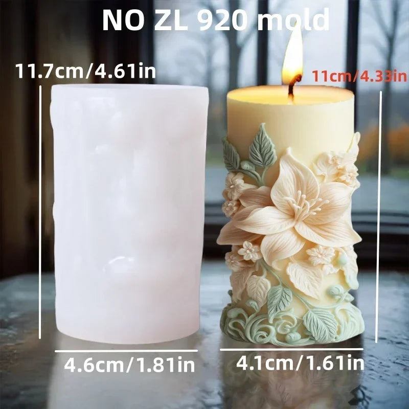 Silicone Mold Flower Lavender Gypsum Cylindrical Candle Making