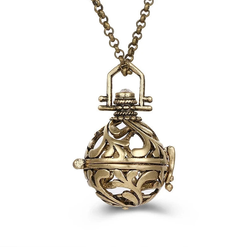 Collana con medaglione con campanellino musicale e chiamata a sfera degli angeli, collana vintage per la gravidanza.