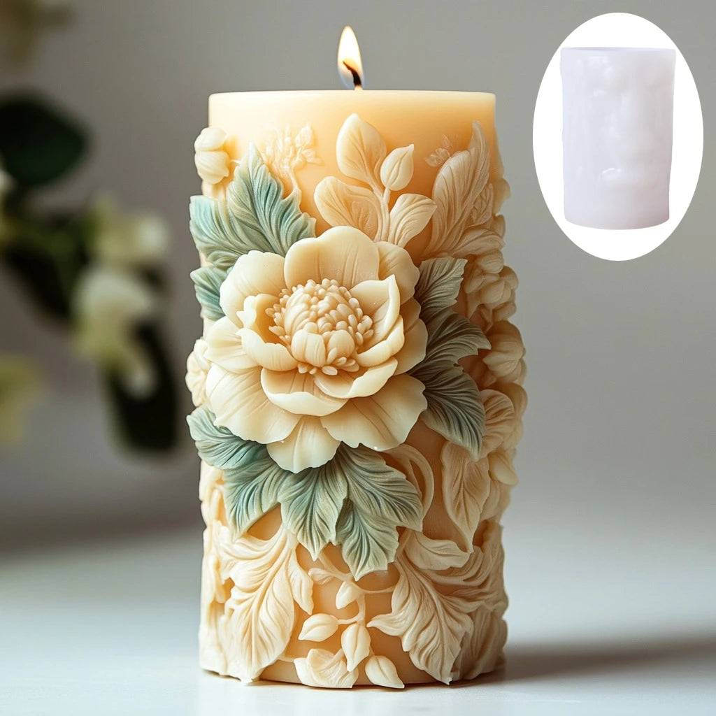 Large Peony flower ball rose candle silicone mold