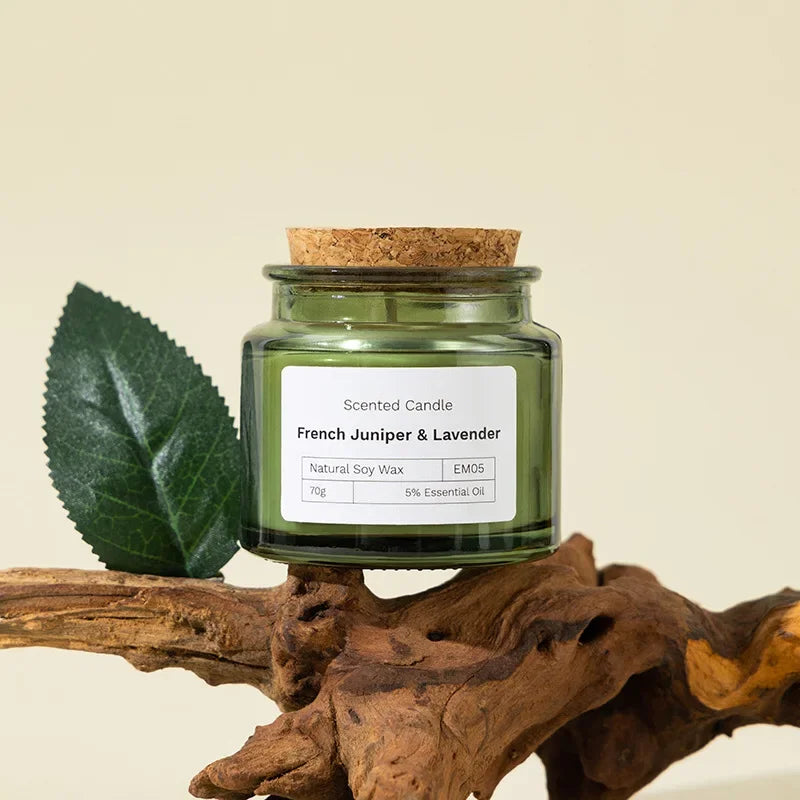 Natural Plant Aromatherapy Candle Smokeless Green Soybean Wax Glass