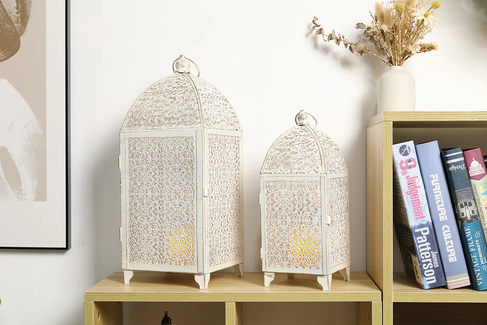Metal Candle Holder Vintage Candle Lantern 2Pcs