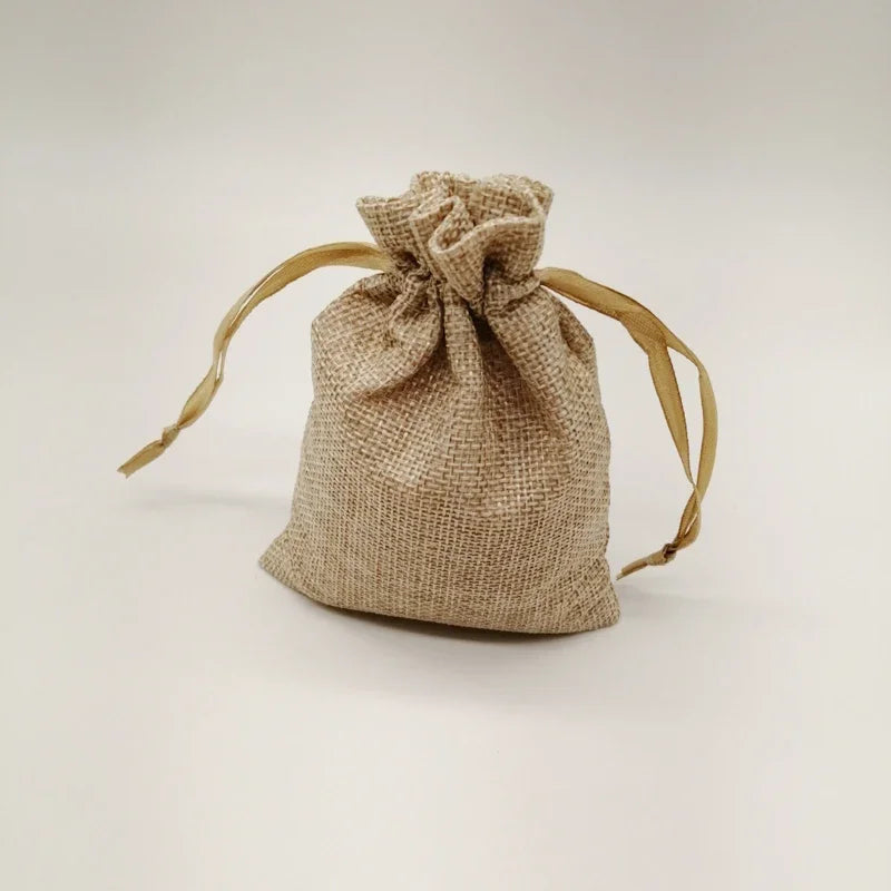 Natural Linen Burlap Bag Jute Gift Bag Drawstring Gift Bags.