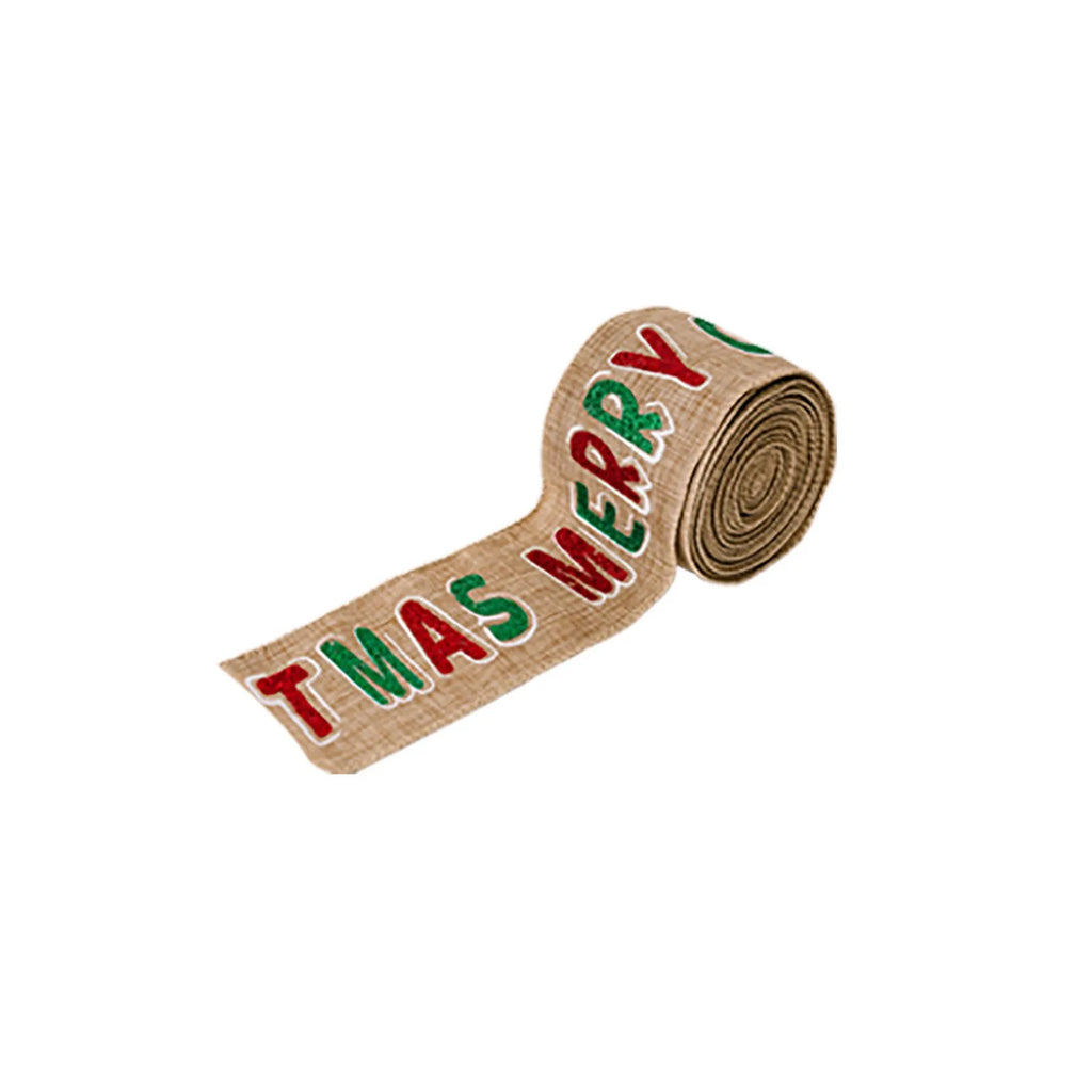 Christmas Fabric Ribbon Burlap Wreat Gift.
