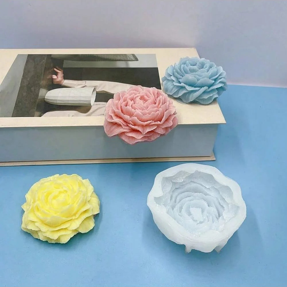 Peony Candle Silicone Mold Size: 9.6*4.5cm