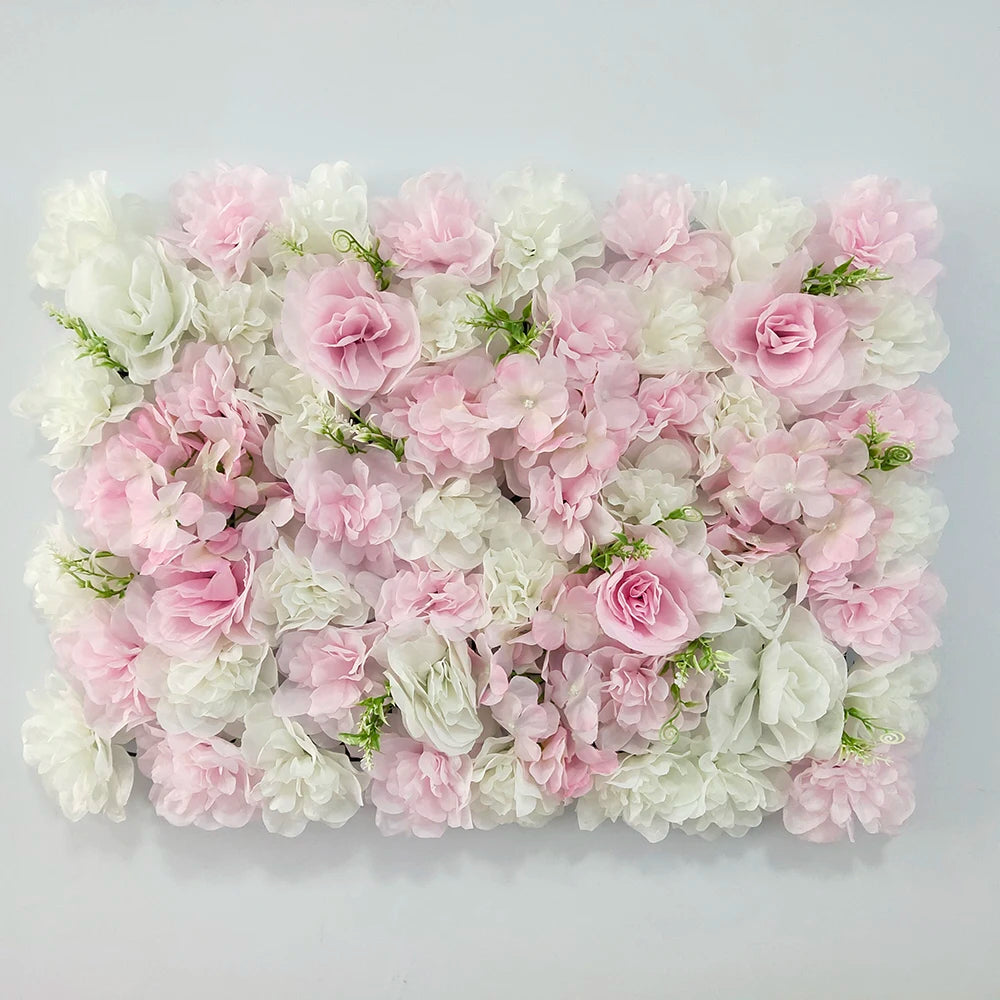 Sfondo decorativo per pareti con fiori artificiali di rose di seta rosa