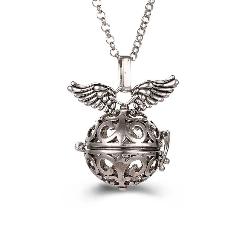 Collana con medaglione con campanellino musicale e chiamata a sfera degli angeli, collana vintage per la gravidanza.