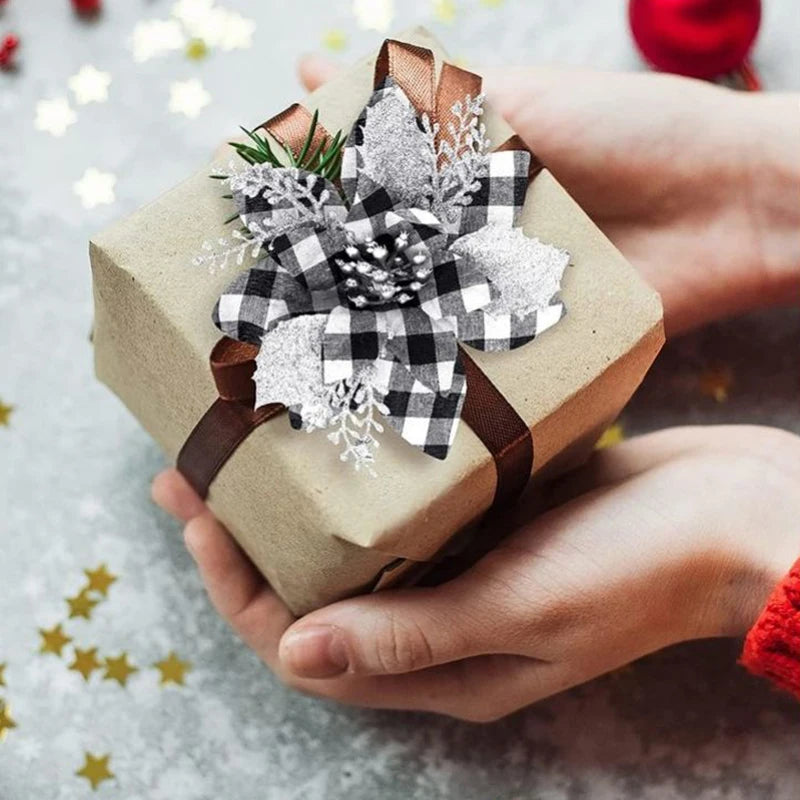 5 flores artificiales de Navidad con purpurina