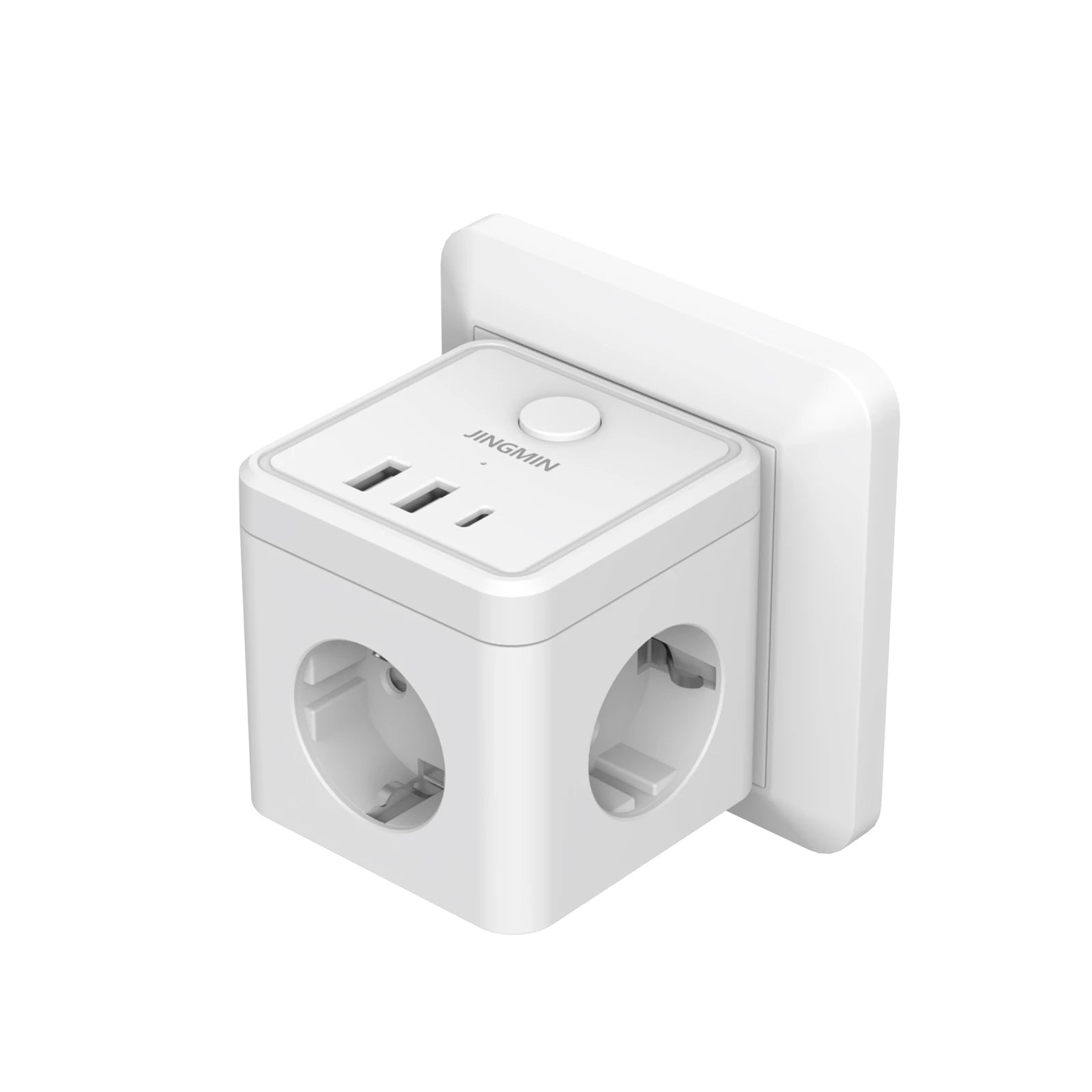 Prolunga per presa a muro con interruttore, 3 prese, 2 porte USB A e 1 porta di tipo C, cubo portatile