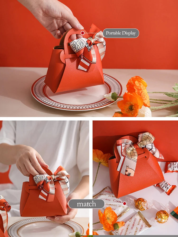 Mini bolso de mano de cuero con lazo (5 unidades)