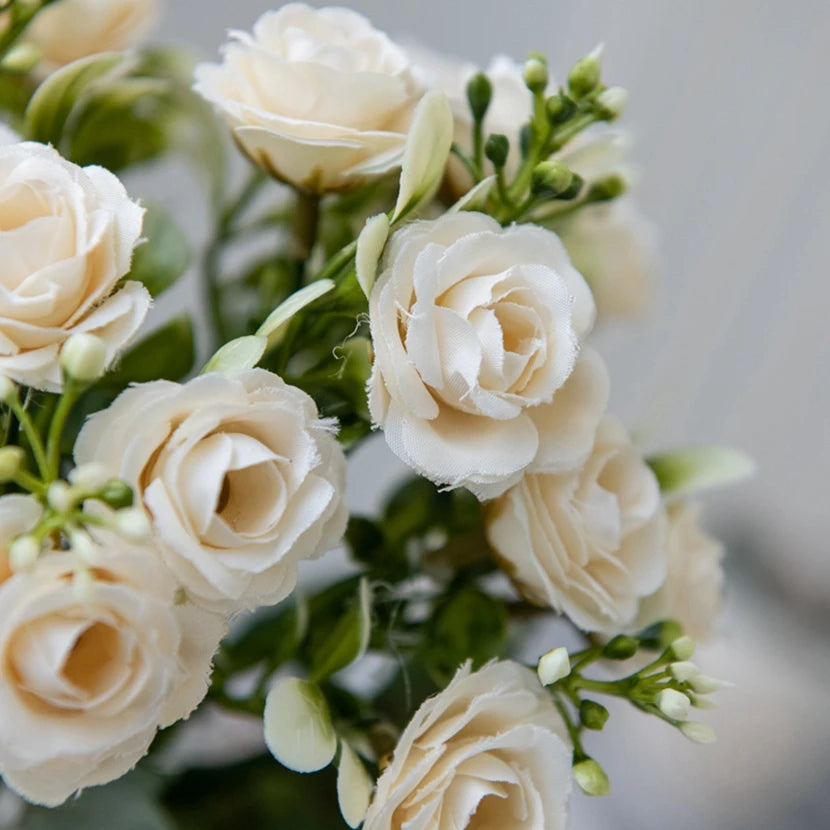 Rosa di seta per bouquet da sposa, fiore artificiale per la casa