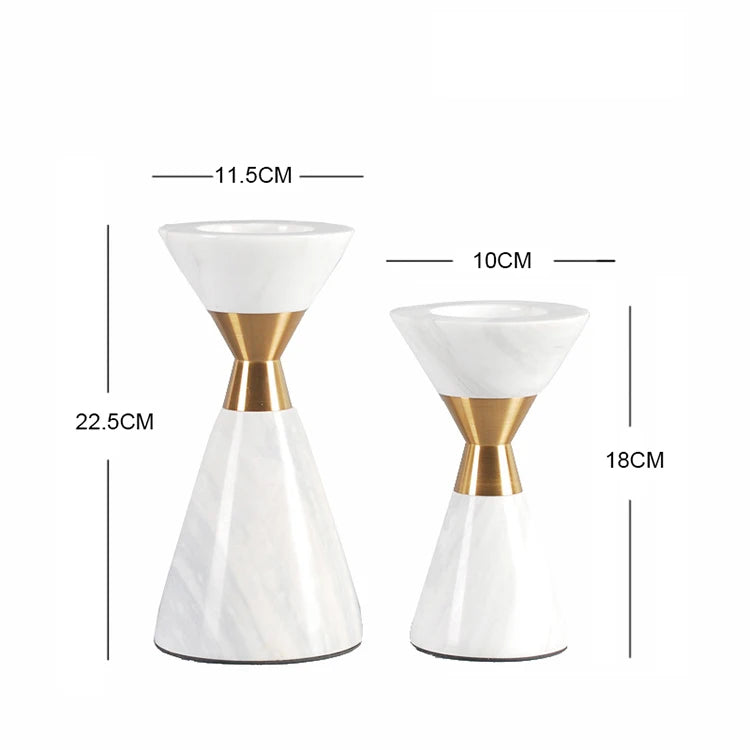 White Natural Marble Candlestick Scandinavian Volakos