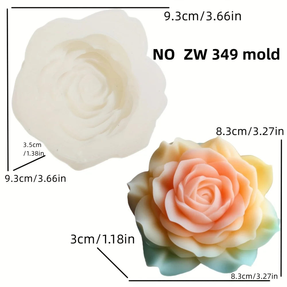 Large Peony Flower Candle Silicone Mold 3D