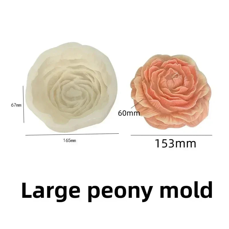 Large Peony Flower Candle Silicone Mold 3D