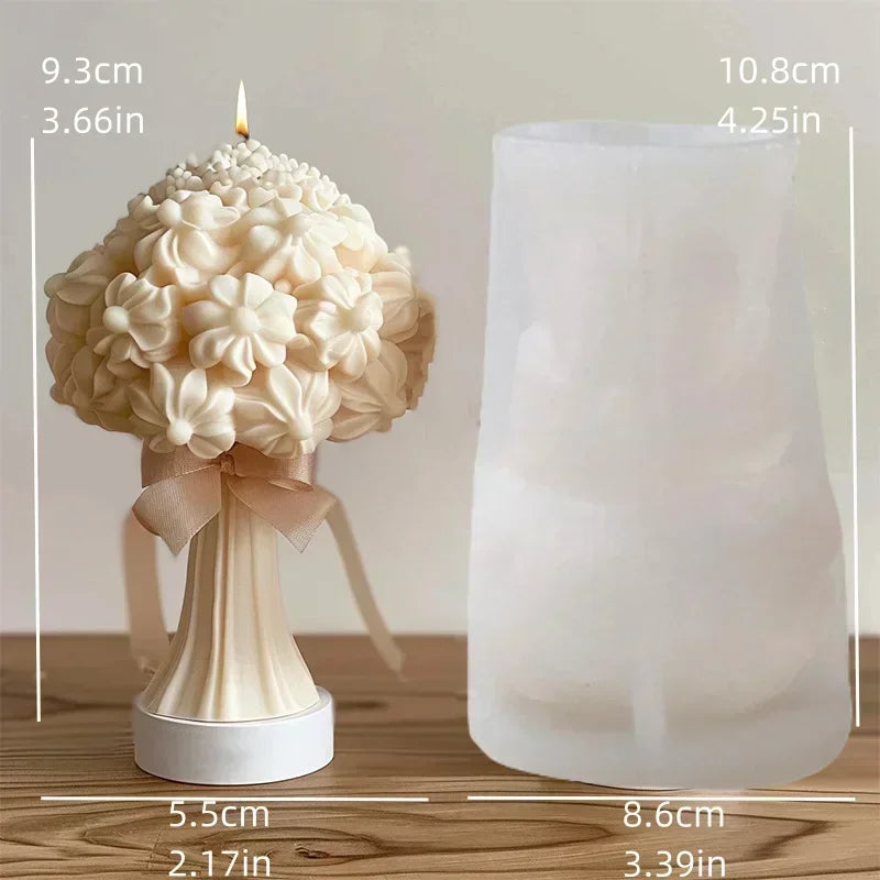 Large Peony flower ball rose candle silicone mold