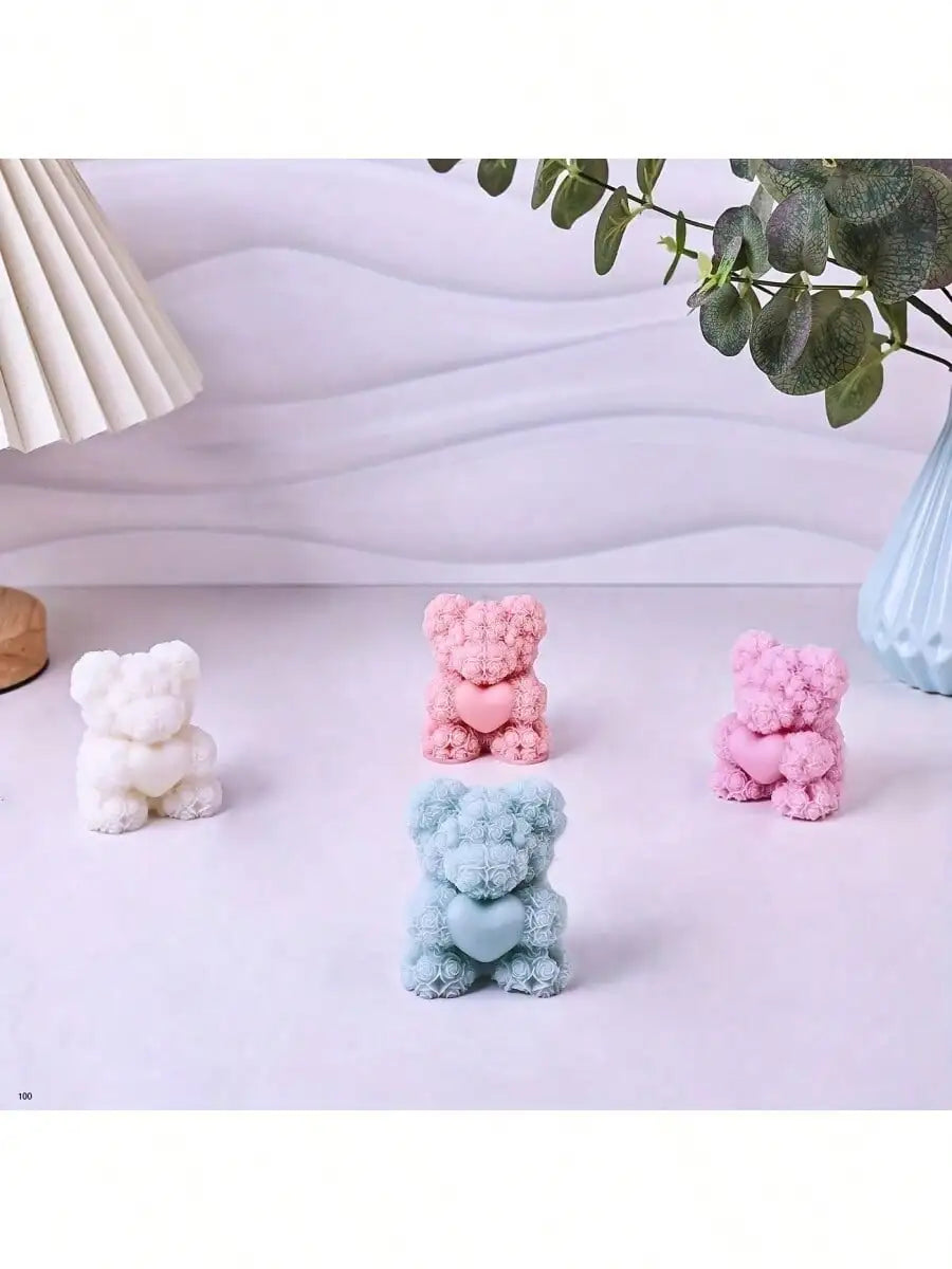 Molde de oso rosa en forma de corazón para hacer velas