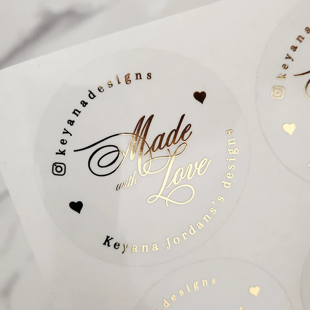 Gold Foil Clear Label Stickers Ideal For All Event Stationery.