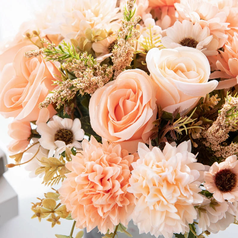 1/4 Stück künstliche Blumen, günstige Neujahrsdekorationen, Hochzeit, Garten, Pfingstrosenbogen, Weihnachten, Zuhause, künstliche Seidenrosen, Hortensien, Vase, DIY