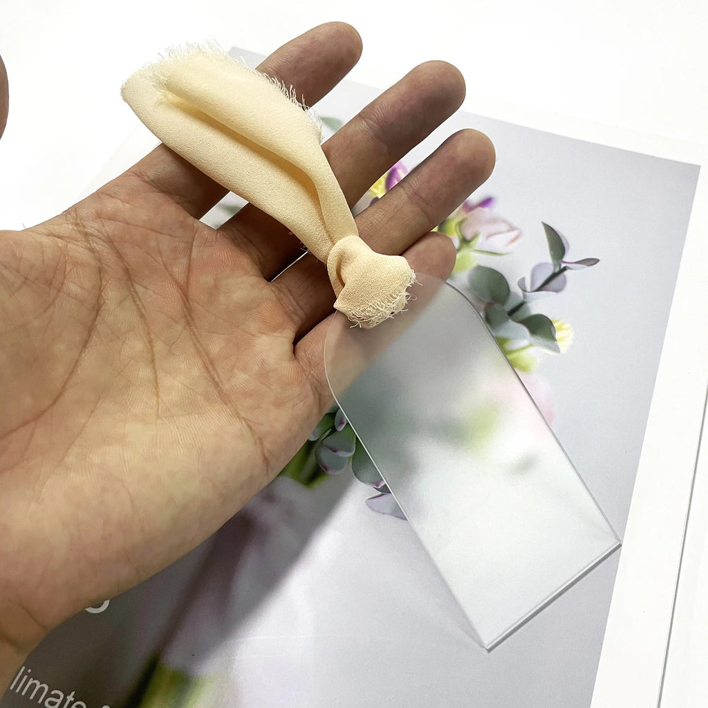 Tarjeta de lugar de boda de acrílico con arco de etiqueta de nombre de acrílico esmerilado, 10/20/50 piezas