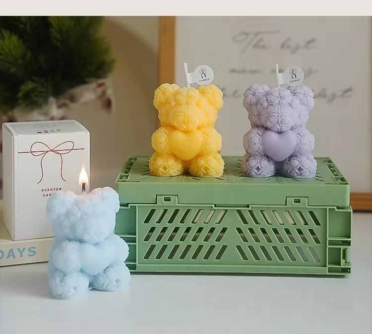 Candela Orso Romantica e Carina, Cera di Soia, Aromaterapia, Piccola, Profumata