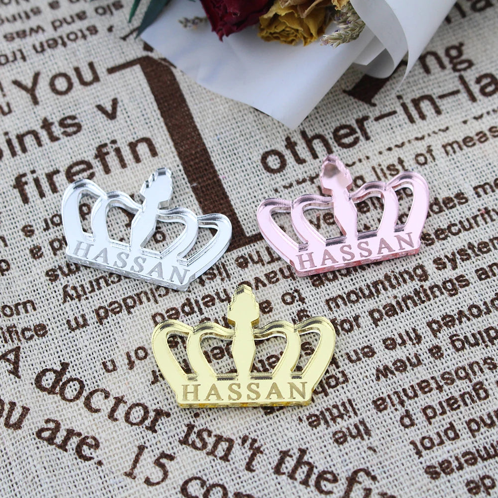 30pcs Personalized Mirror Acrylic Crown Baby