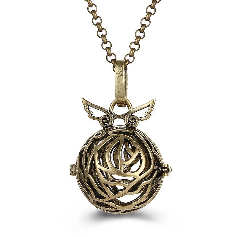 Collana con medaglione con campanellino musicale e chiamata a sfera degli angeli, collana vintage per la gravidanza.