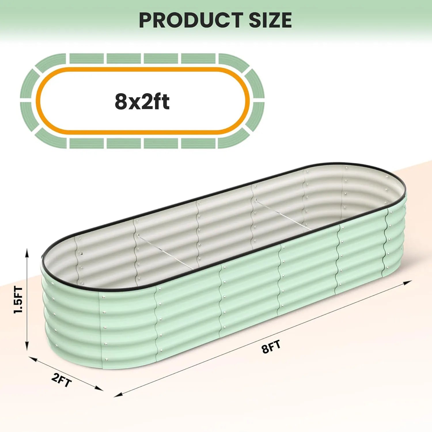 Oval Galvanized Raised Garden Bed Deep Root Planter Box.