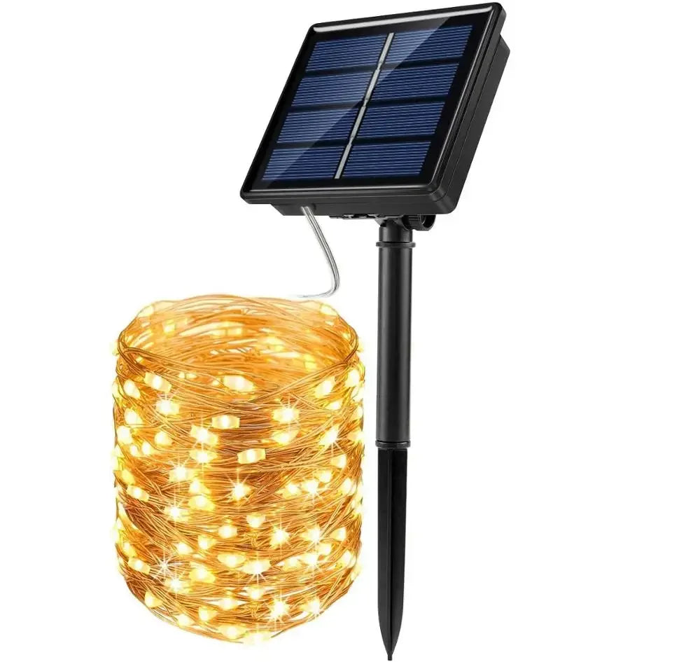 Cadena de luces navideñas solares de 50 a 300 LED para jardín de hadas al aire libre.