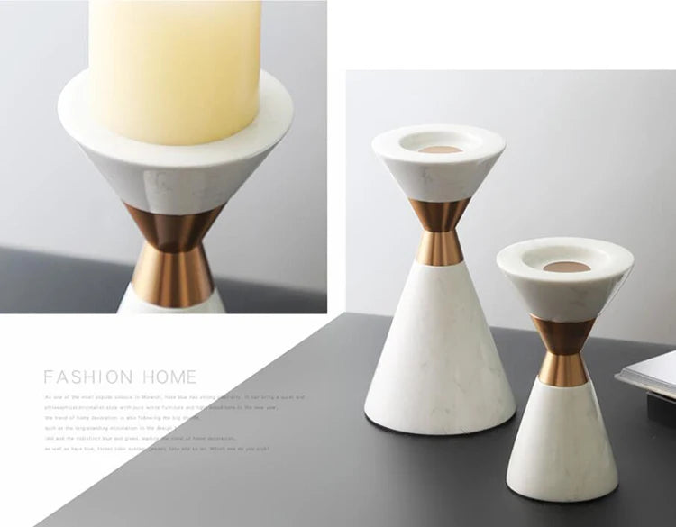 White Natural Marble Candlestick Scandinavian Volakos