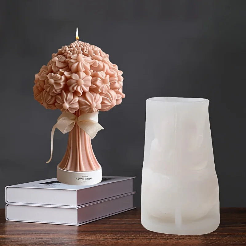 Large Peony Flower Candle Silicone Mold 3D