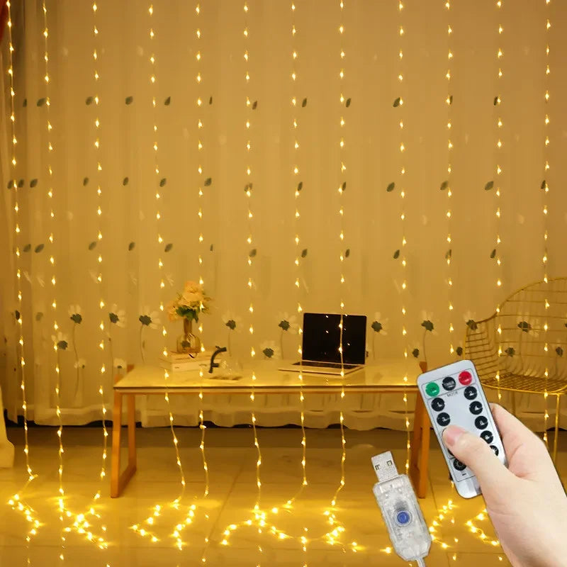 Luces navideñas fiesta cumpleaños decoración de pared LED 8 modos 3/6M.