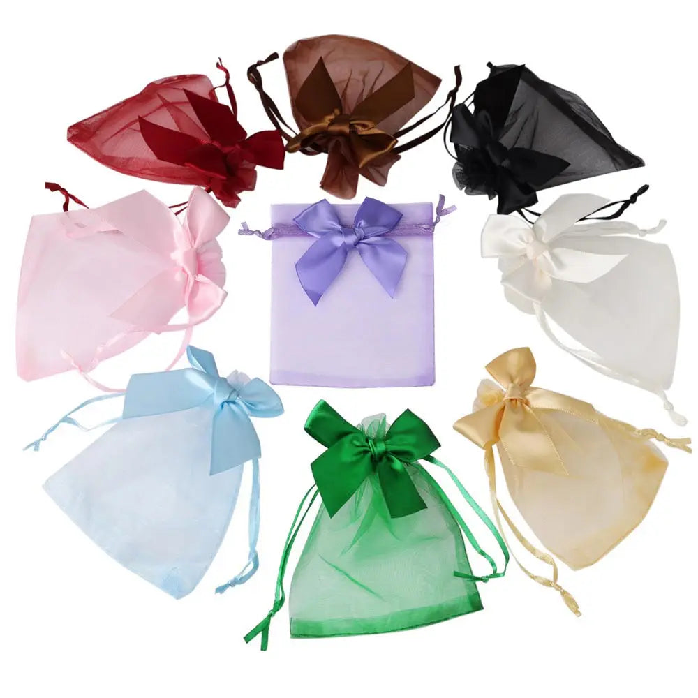 Organza Gift Bag Bow knot Drawstring Pouch.