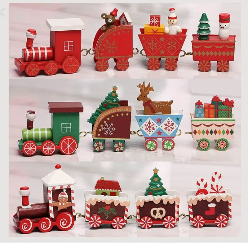 Decorazioni natalizie a forma di treno in legno, decorazione per torta di Babbo Natale