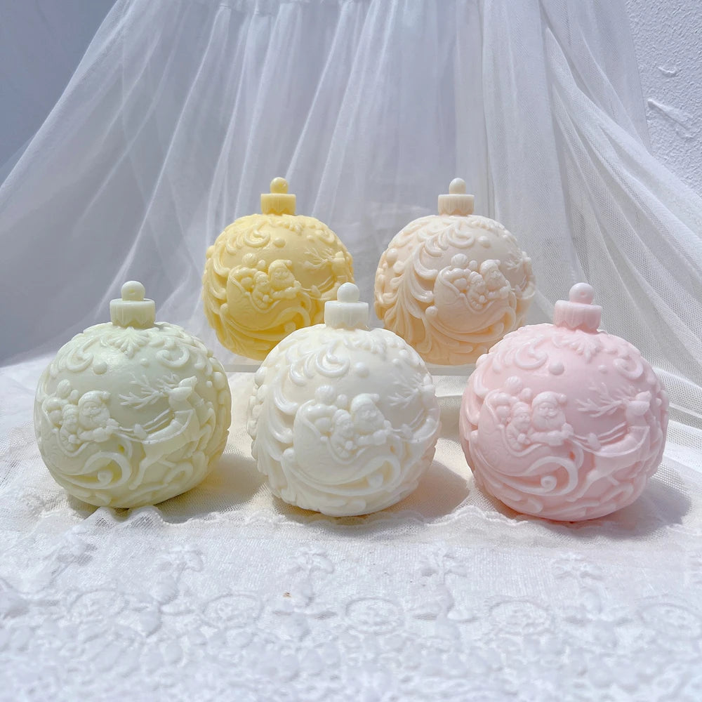 Ball Shape Silicone Candle Mold 5 Designs Christmas