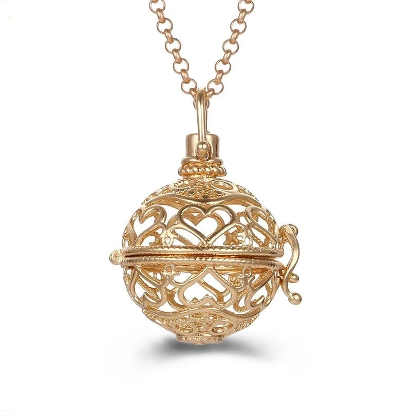 Collana con medaglione con campanellino musicale e chiamata a sfera degli angeli, collana vintage per la gravidanza.