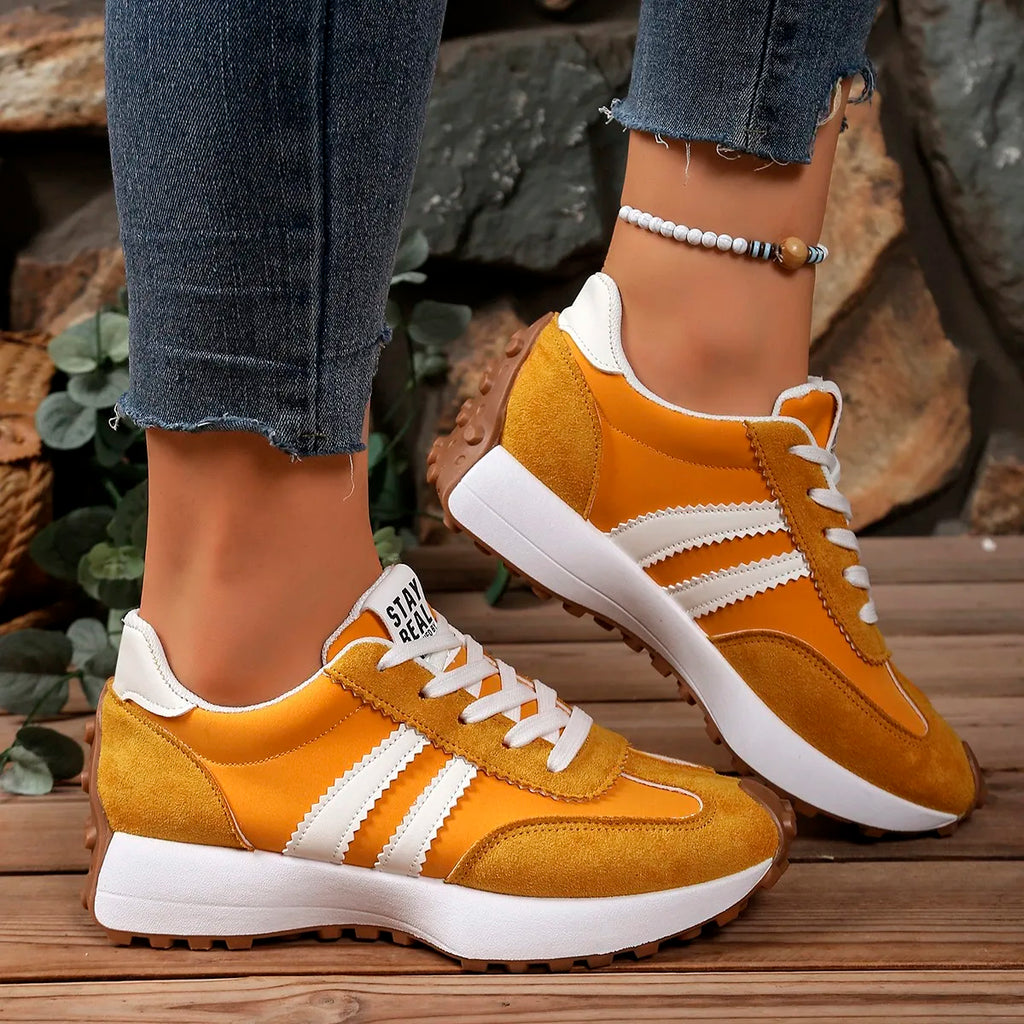 New Style Elegant Lace Up Casual Shoes Women Thick Sole Anti Slip