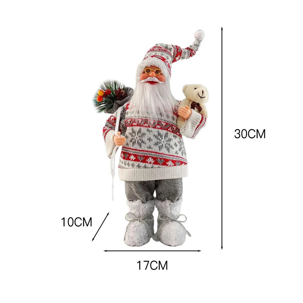 Christmas Sitting Standing Santa Claus Figurines Doll Cute 12inch.
