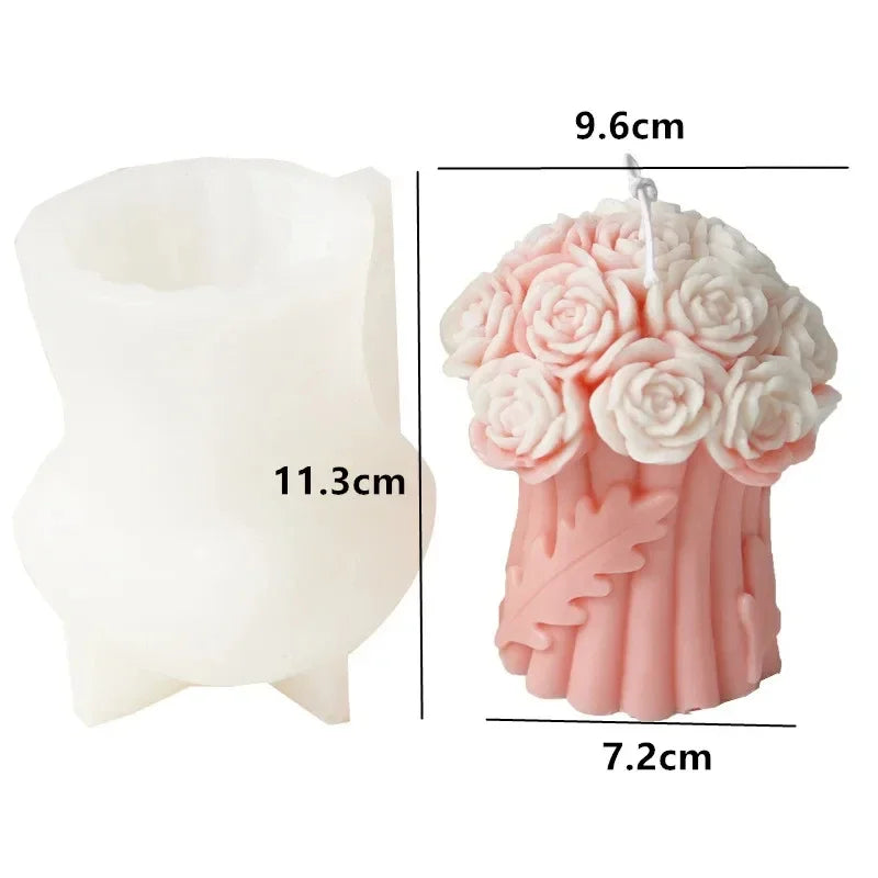 Large Peony Flower Candle Silicone Mold 3D