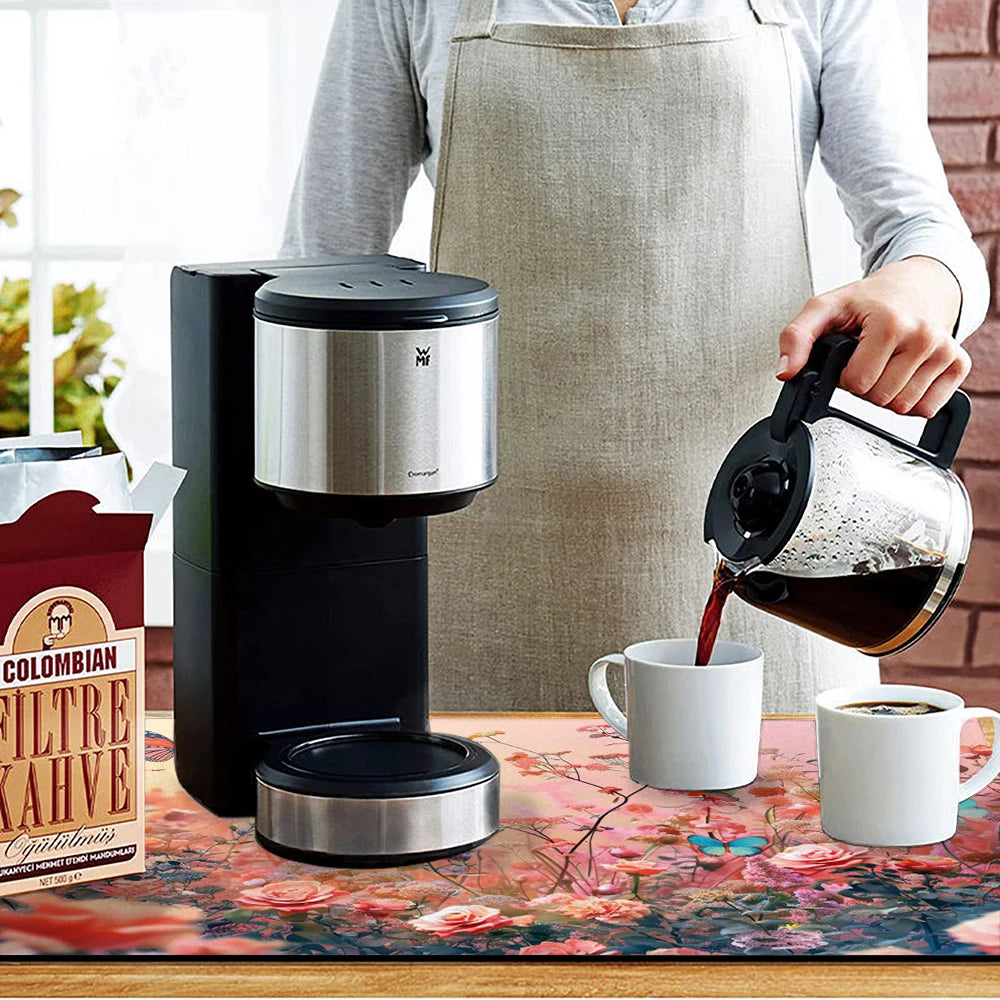 Tappetino assorbente da cucina grande con fiori e rose