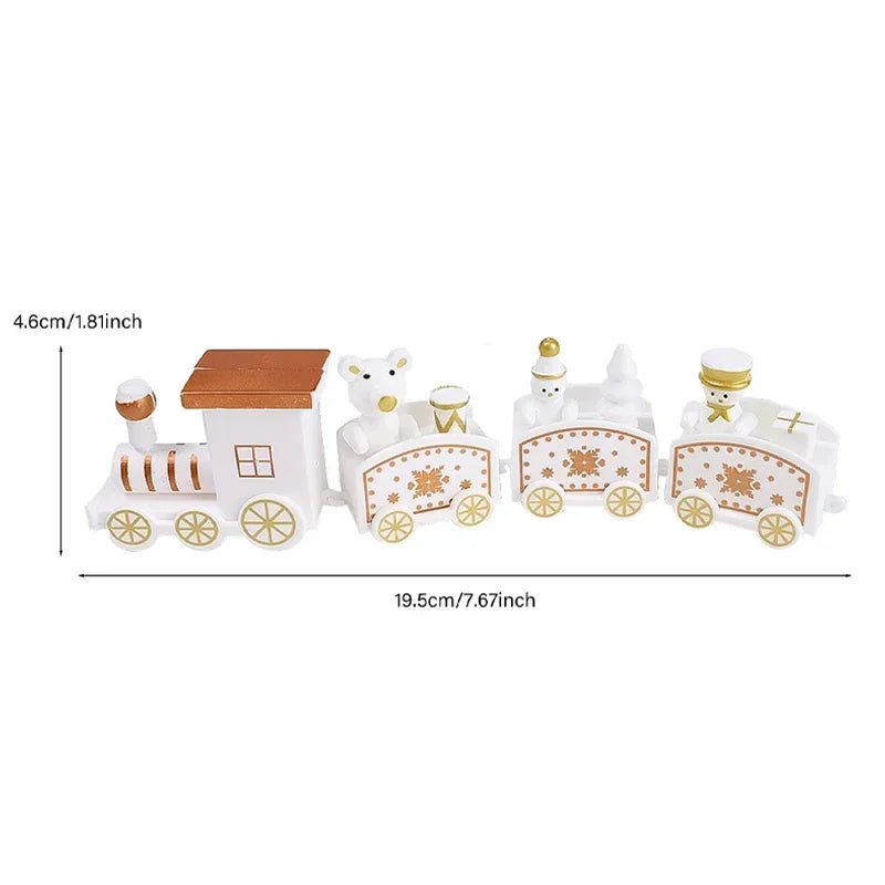 Wooden Train Christmas Ornaments Santa Cake Decoration