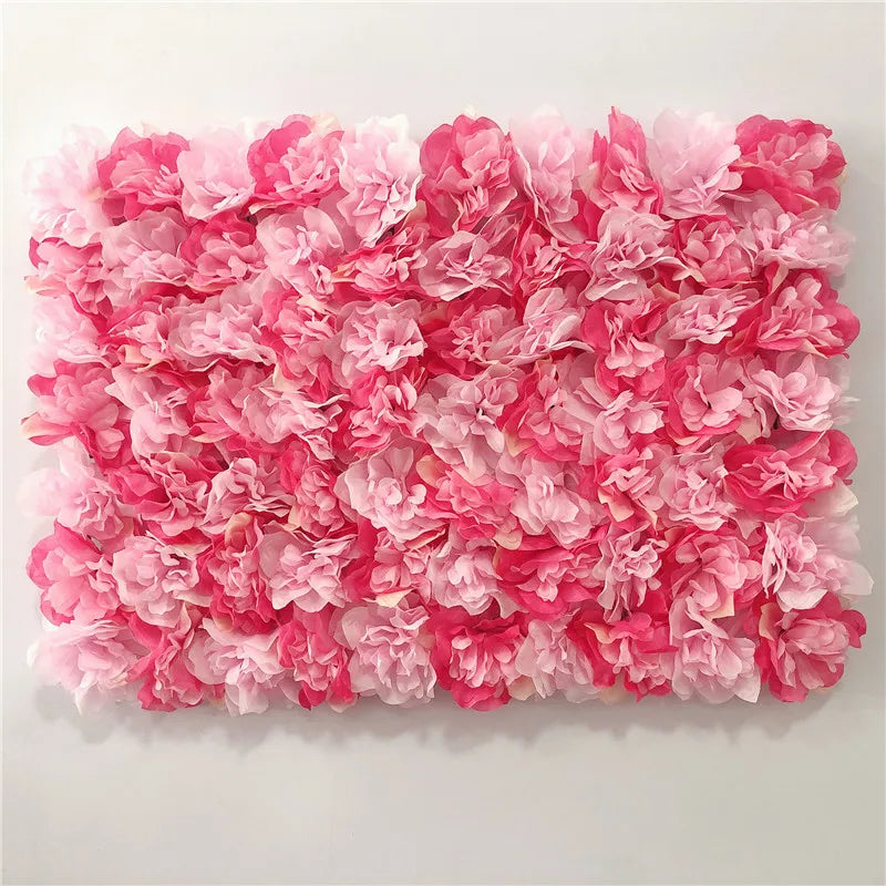 Sfondo decorativo per pareti con fiori artificiali di rose di seta rosa