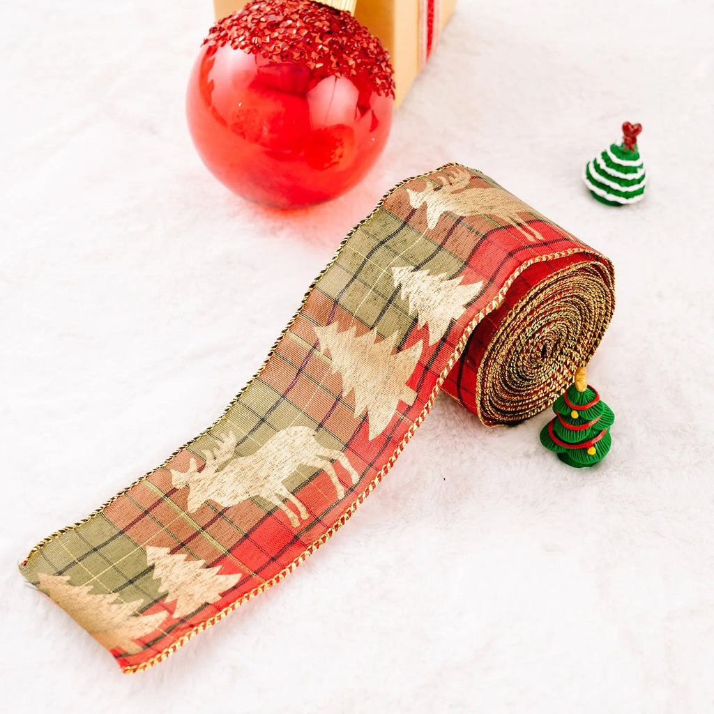 Christmas Fabric Ribbon Burlap Wreat Gift.
