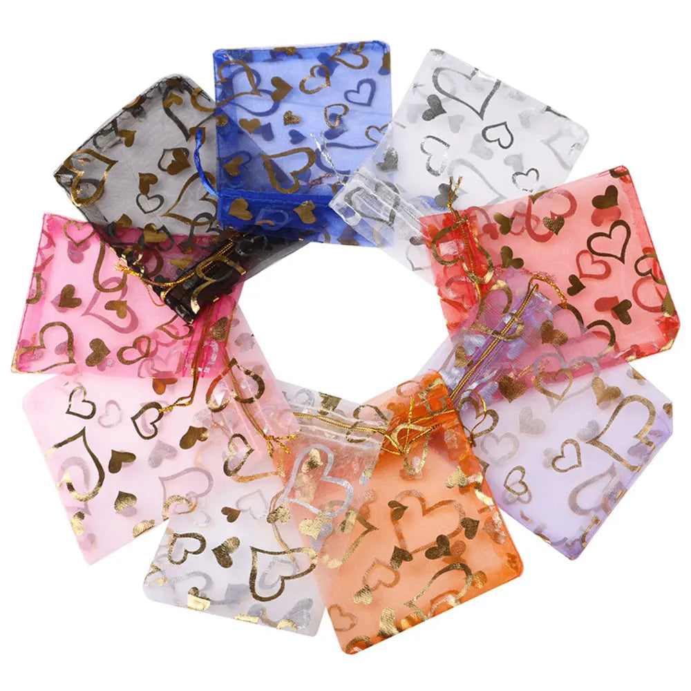 Love Heart Organza Pouches For Events 100 Pcs.