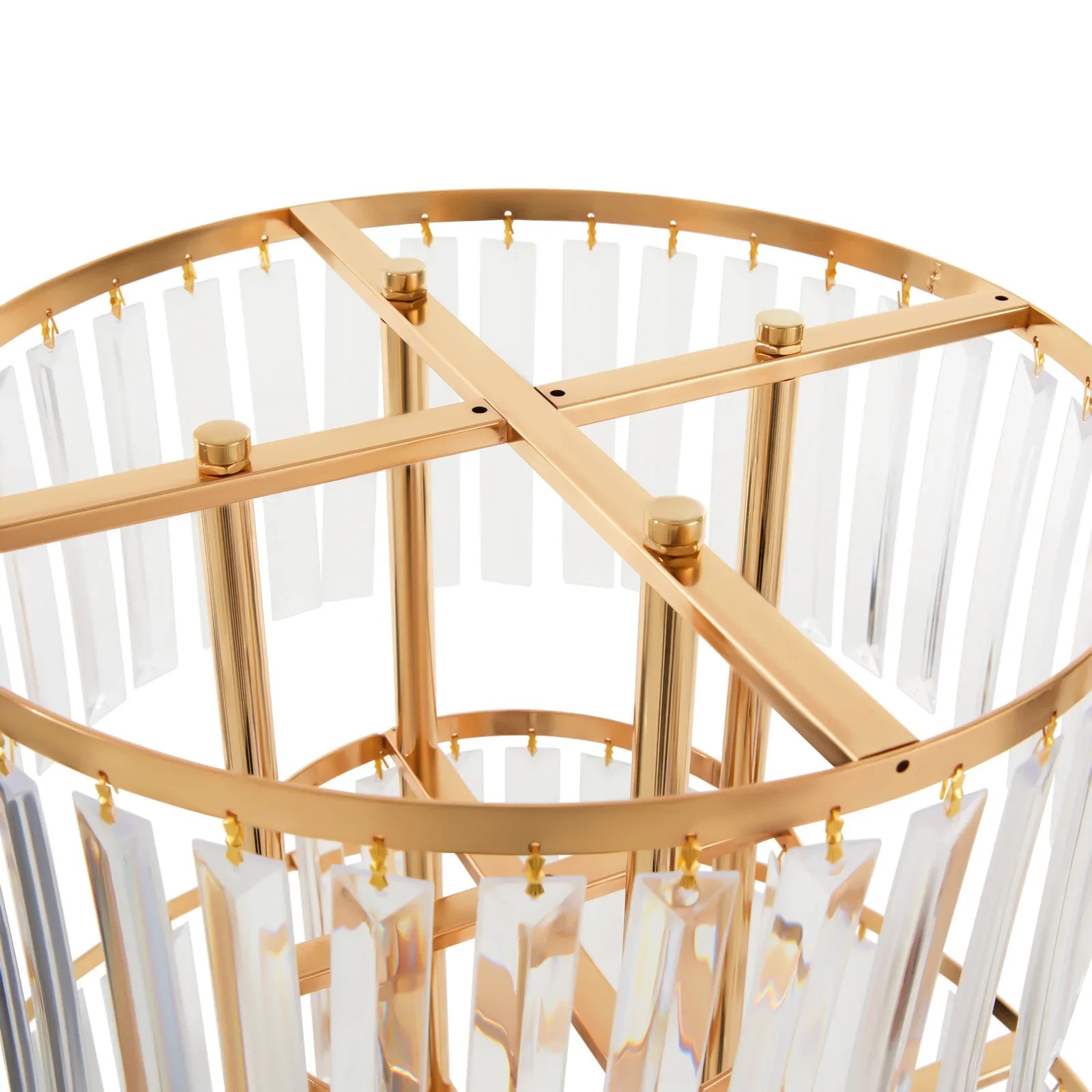 Centrotavola rotondo in metallo a 5 livelli, in cristallo dorato, da 43,3 pollici.